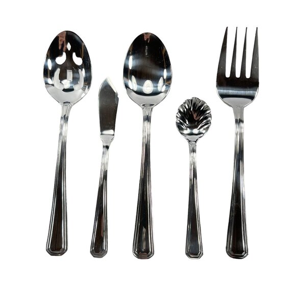 Hampton Silversmiths Hostess Serving Set 5 Pcs Fork Spoons Butter Knife HSV188 - Picture 1 of 8